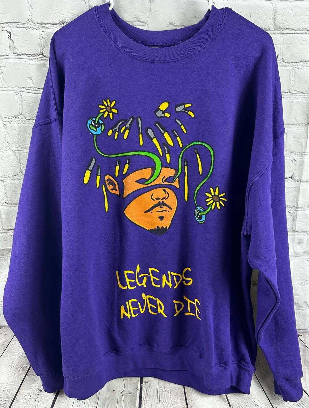 Juice WRLD Legends Never Die 999 Purple Graphic Sweatshirt